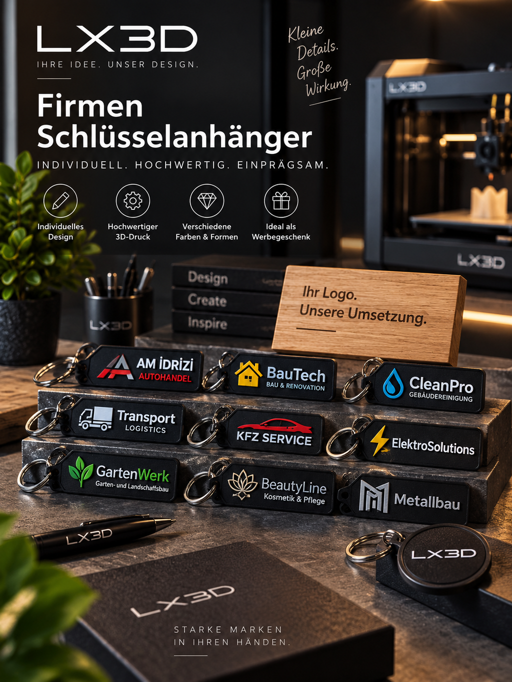 Personalisierte 3D-Schlüsselanhänger